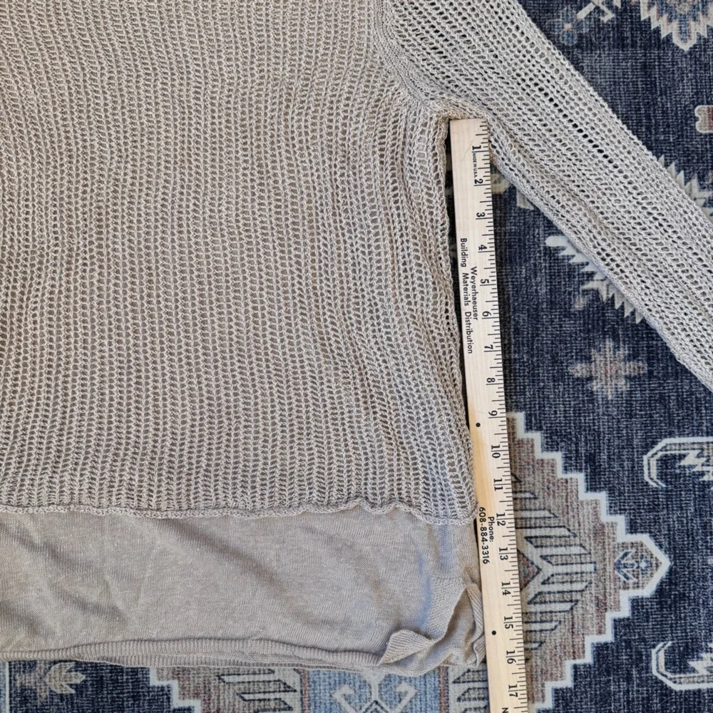 Eileen Fisher 100% Organic Linen Beige Knit Long Sleeve Women’s Size Small - Picture 9 of 11